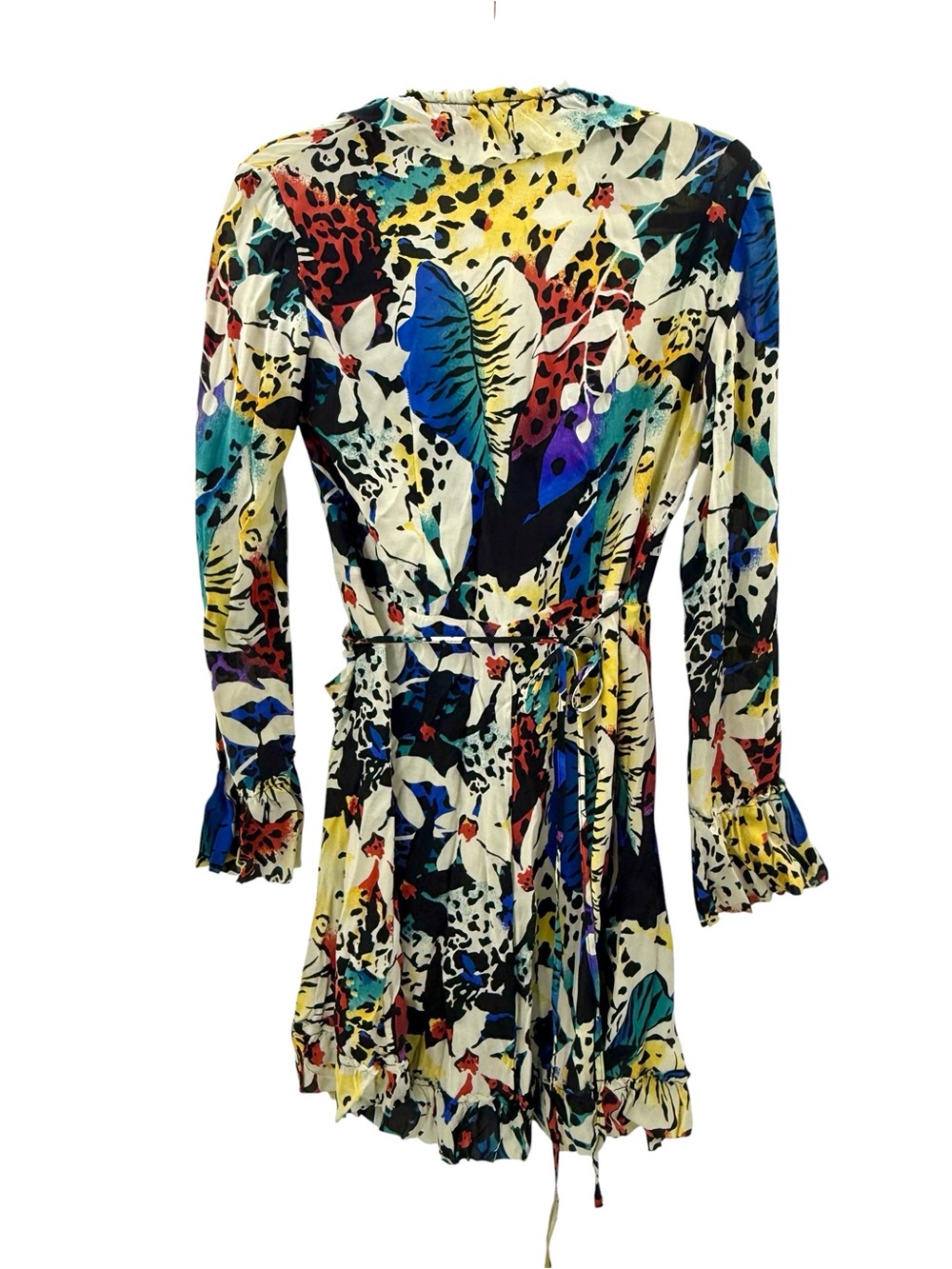 The Kooples Sport Summer in Honolulu Tropical Animal Print Ruffle Wrap Dress, 2 - Picture 7 of 15